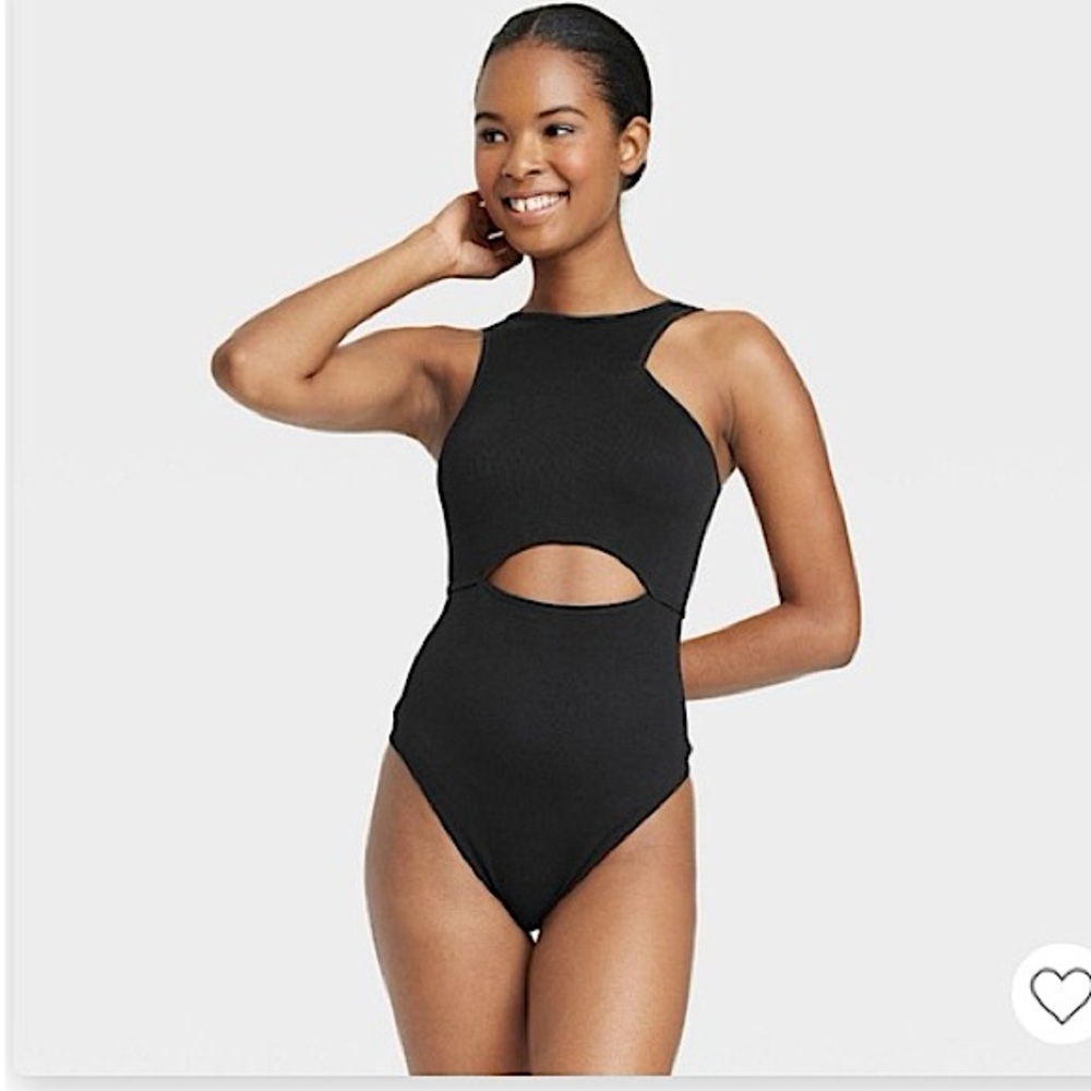 Colsie Womens Seamless Cut Out Bodysuit Ribbed Stretch Size Medium Black